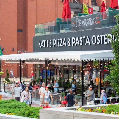 Outdoor patio of Katie's Pizza & Pasta Osteria.