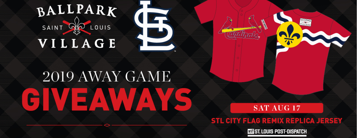 Ballpark Village - Cardinals Away Game Giveaway STL City Flag Remix Replica  Jersey