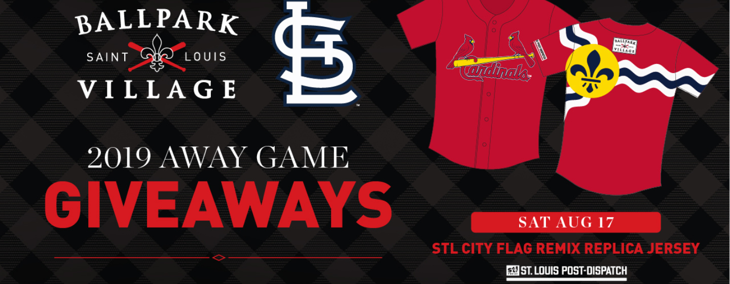Ballpark Village Cardinals Away Game Giveaway STL City Flag Remix